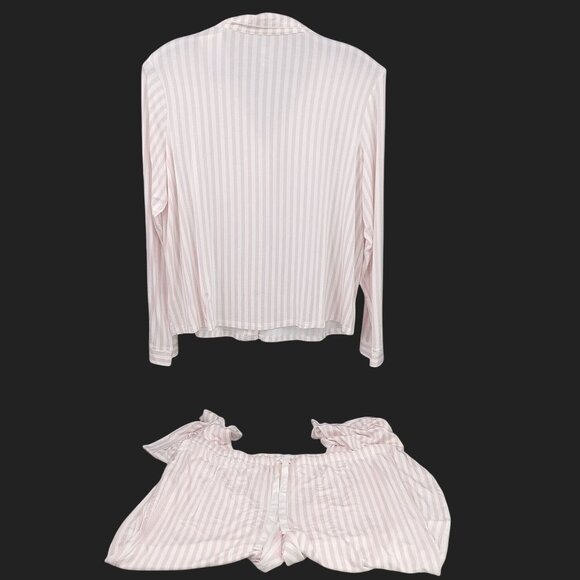 Stars Above Womens Pink Striped Pajamas Size XXL Button Front New Soft Knit Jers - Picture 7 of 10